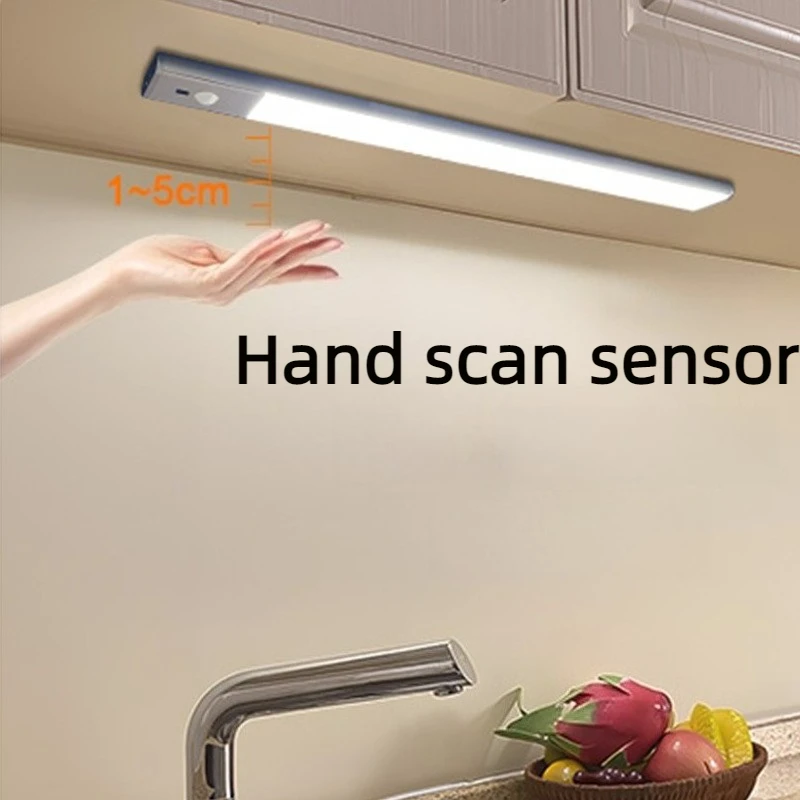 Tricolor LED Under Cabinet Lights Aluminium Magnetic Attraction Lamp Wardrobe Corridor Kitchen Lamps Human Body Detection Light