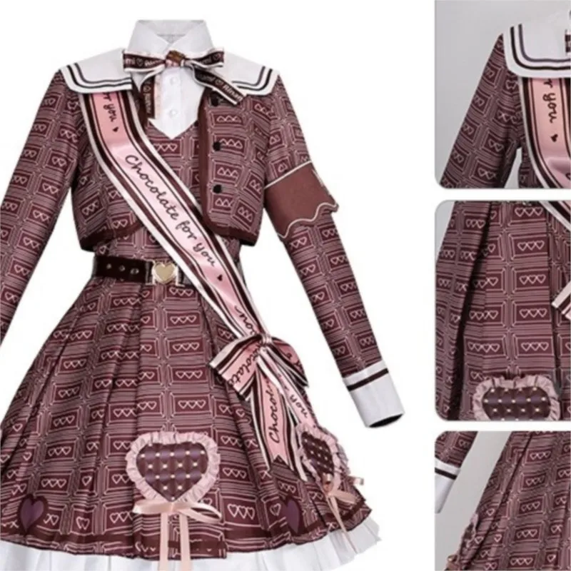 

disfraz Rinami Himesaki Valentine's Day New Event Chocolate Pattern Sweet Lolita Kawaii Dress Wigs fille コスプレ