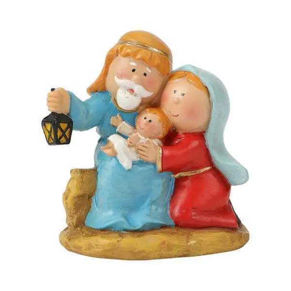 Mini Resin Holy Family Nativity Figurine Indoor Manger Statue Room Ornaments for Christmas Home Decorations