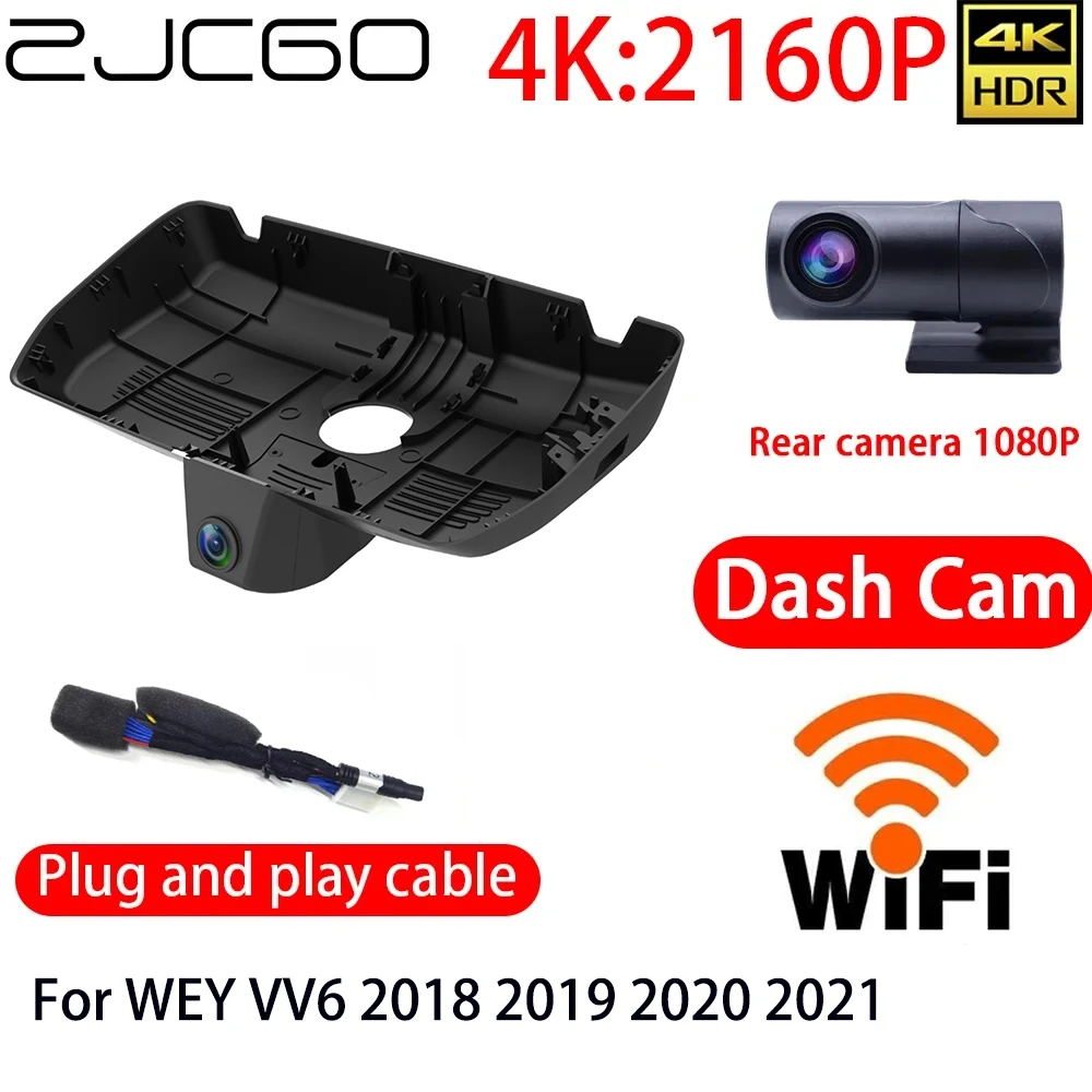 

ZJCGO 4K DVR Dash Cam Wifi Front Rear Camera 24h Monitor For Wey VV5 2017 2018 2019 2020 2021