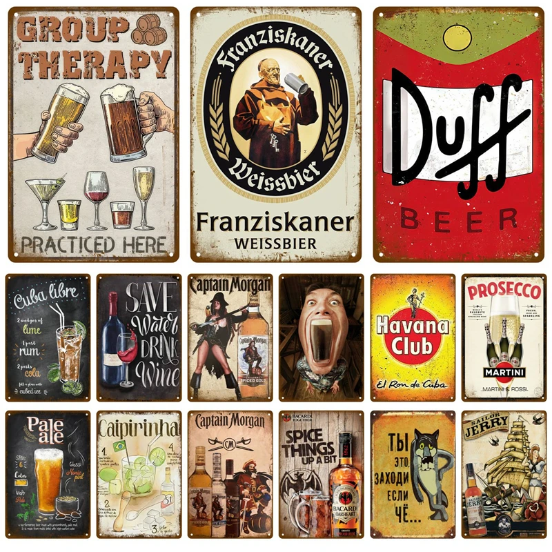 Home Decor Beer Whisky Wine Brand Vintage Metal Signs Tin Sign Funny Poster Decor For Bar Pub Club Man Cave Wall Decoration Art