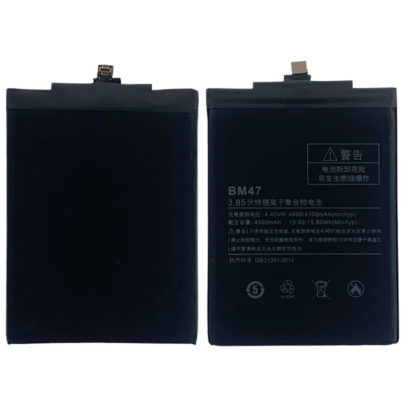 แบตเตอรี่โทรศัพท์มือถือคุณภาพสูงใหม่เอี่ยม 3.85V 4000mAh รุ่น BM47 สำหรับ Xiaomi Hongmi Redmi 3X 4X 3Pro 3 Pro 3S