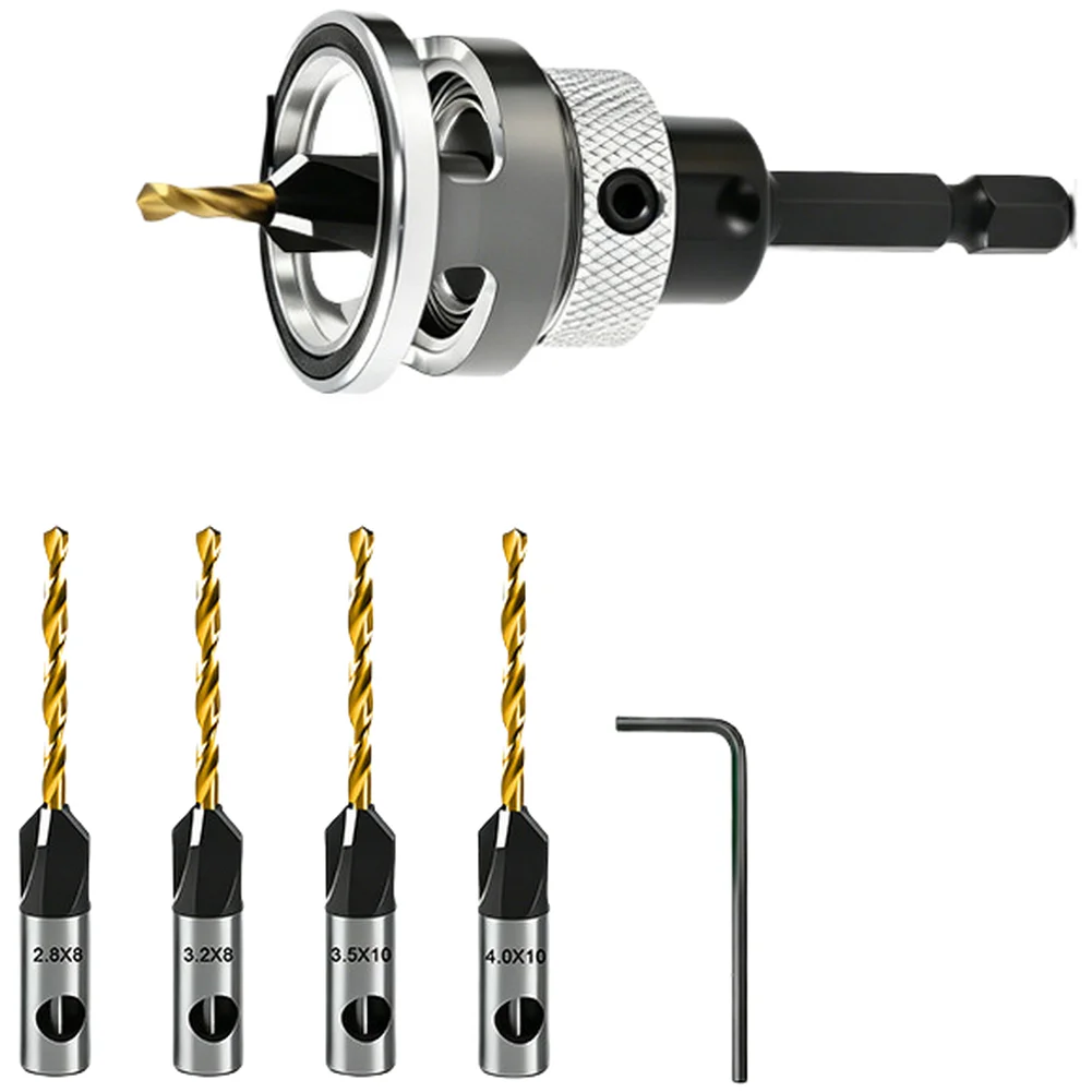 Precision Countersink Drill Set Compatible with Standard Screws for Wood Metal and Composite Material Applications