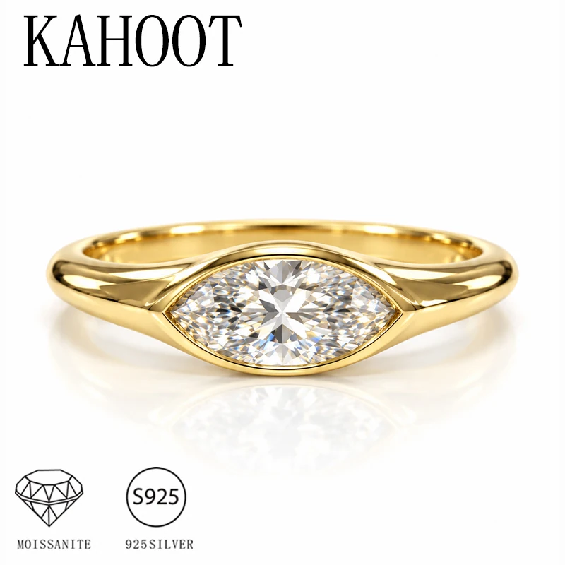 A 925 Silver 1-Carat Marquise-Cut Moissanite Ring—Unisex, Minimalist, and Elegant.
