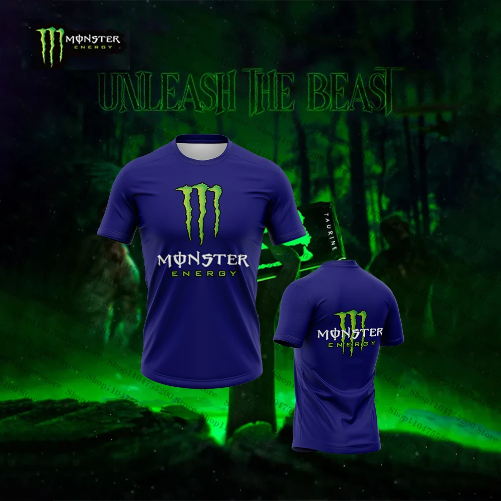 Camiseta informal azul verde con el logotipo de Monster Energy, camiseta original transpirable, ropa temática UNLEASH THE BEAST