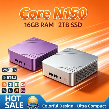 Intel N150 Mini Desktop 16GB DDR4 2TB NVMe SSD Triple 4K Output WiFi6 BT5.2 High Performance Office Home Pro Max