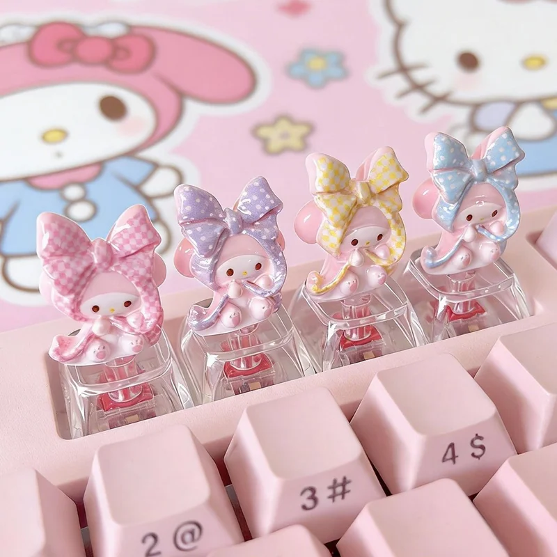 

Sanrio Melody Keycaps Customized Translucent Cute Three-dimensional DIY Cartoon Kawaii Lovely Birthday Gift Send To Friend