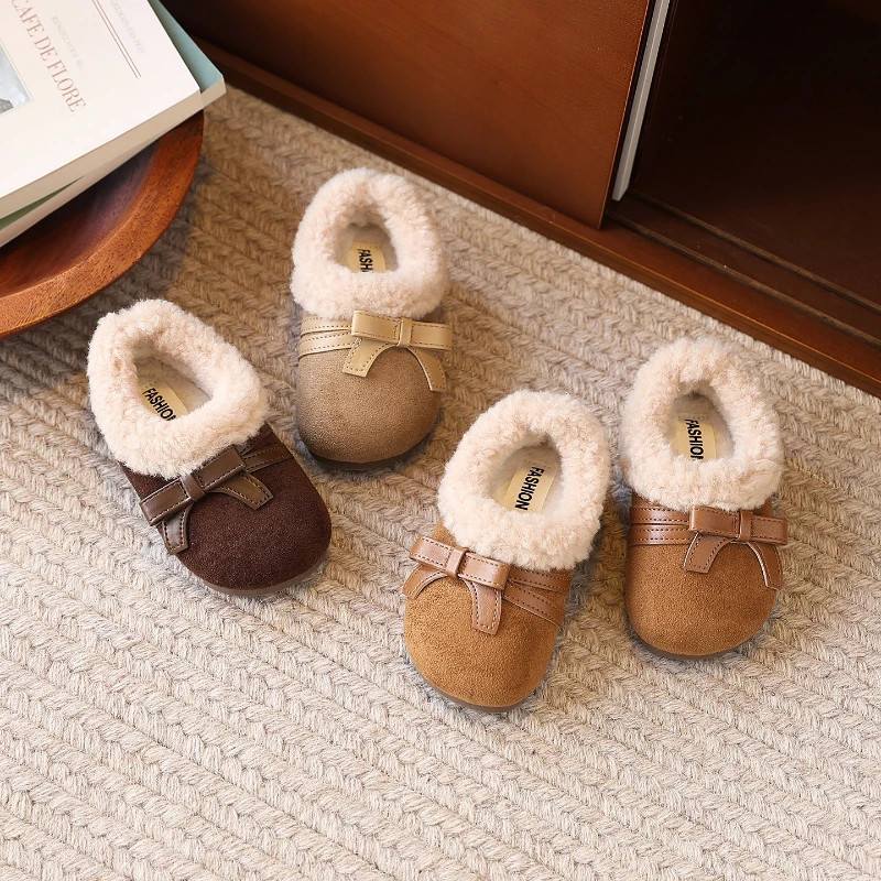 

2025 Winter New Children Casual Shoes for Girls Fashion Korean Style Soft Bottom Anti-slippery Versatile Princess Cotton Shoes