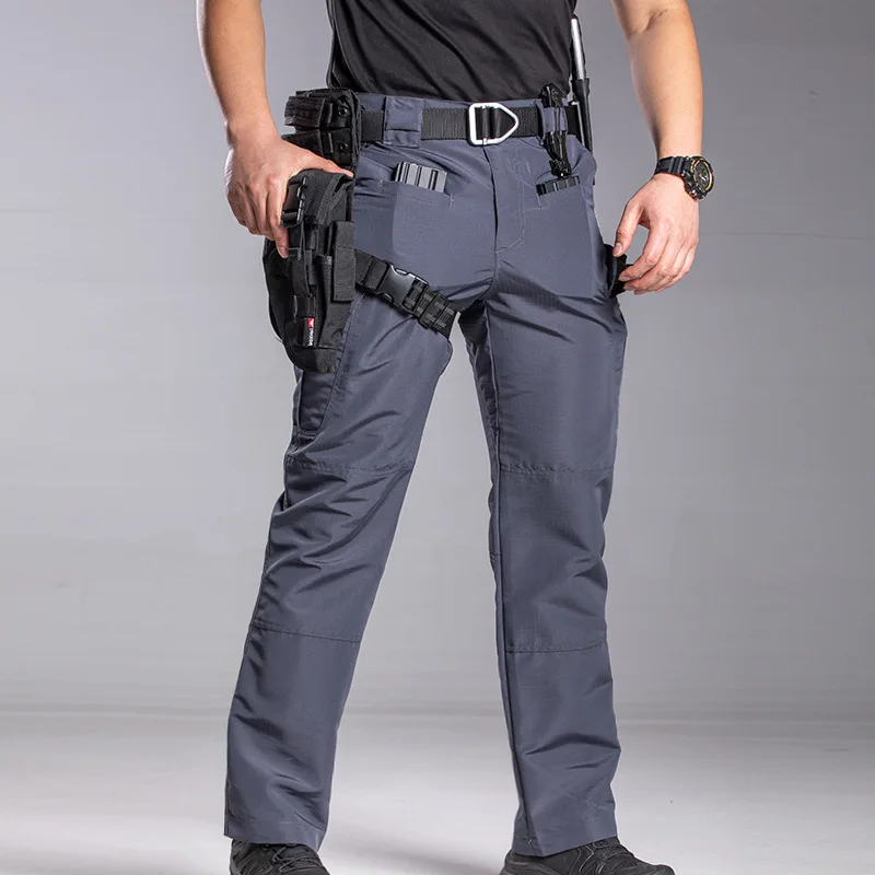 New European Fit Tactical Pants, Men‘s Durable Checkered Cargo Pants, Multi-Pocket Techwear for Spring Fall Commute