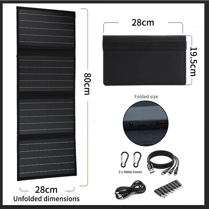 Nuovo dispositivo di ricarica solare portatile Dispositivo di ricarica per piastra a celle solari pieghevole da 40 W per escursioni in campeggio