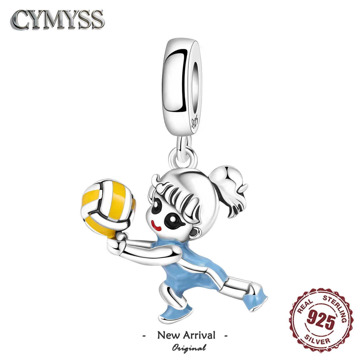 Pendentif de sport original en argent sterling 925 pour fille, jeu de volley-ball, pour femme, boutique, idéal pour une fête d'anniversaire, cadeau, bijoux