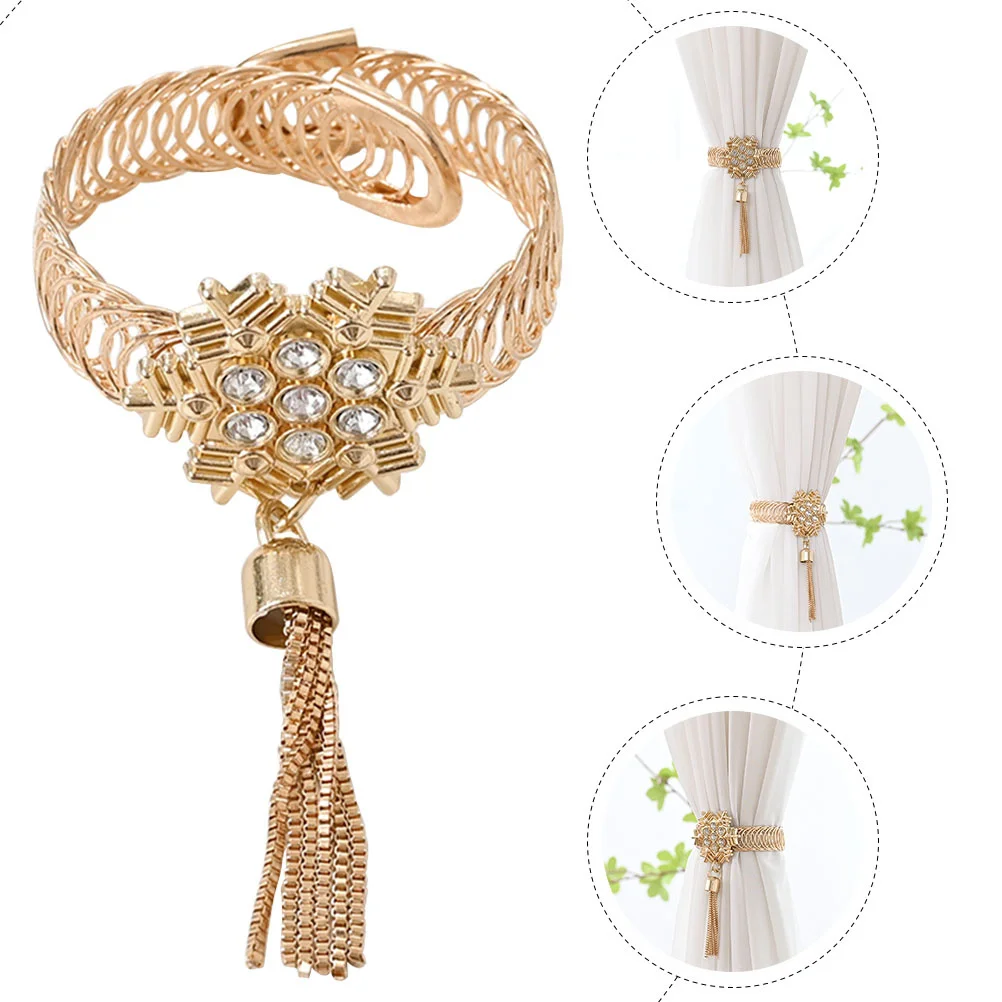 

2Pcs Curtain Buckle Decor Metal Snowflake Shape Sturdy Tieback for Home Living Room Bedroom Kitchen Window Sheer Thick Curtains