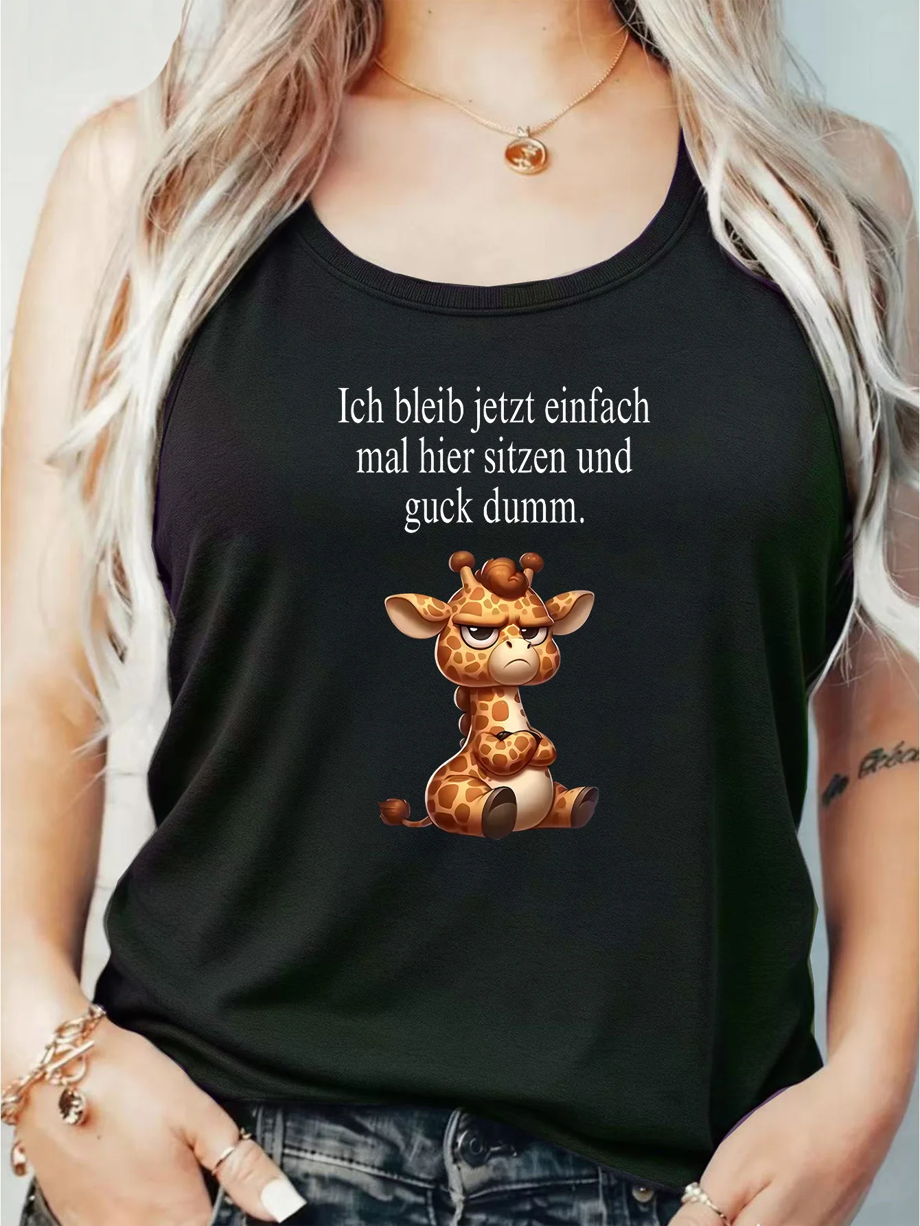 

Loose Fit Printed Pocket T-Shirt for Women with Ribbed Collar round Neck 1-8XL plus Size Comfortable Casual Vest