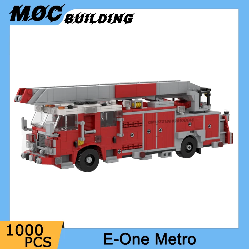 

MOC Simulated City Fireman Rescue Ladder Fire Truck Model Building Blocks DIY Assembled Bricks Firefighting Car Vehicle Toy Gift