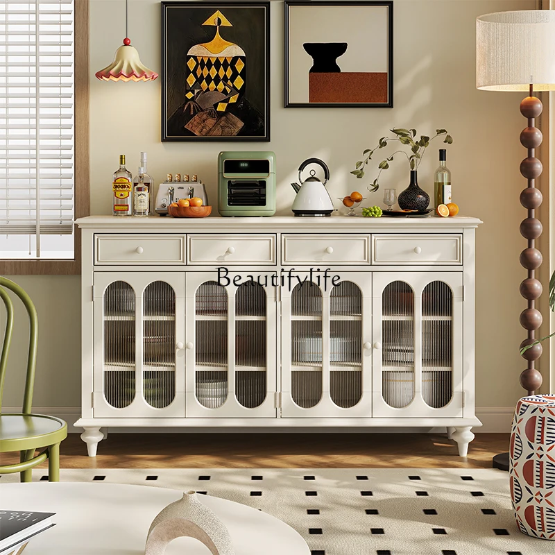 

*Wabi Sansan all solid wood cream wine cabinet Changhong glass cupboard