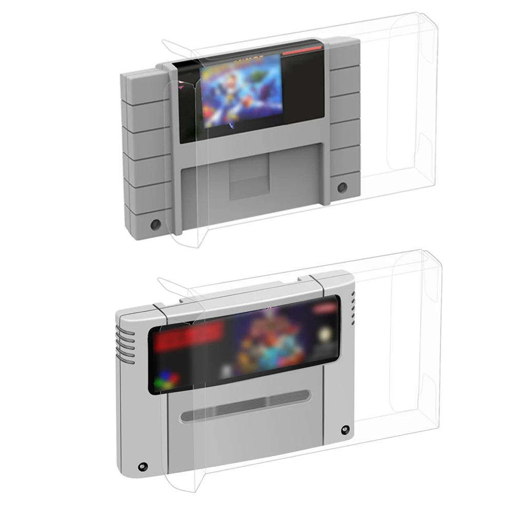 10PCS For Cartridge Transparent Protector Case For SNES For Super Nintendo Cart Cartridge Region PAL SNES Game Clear Case
