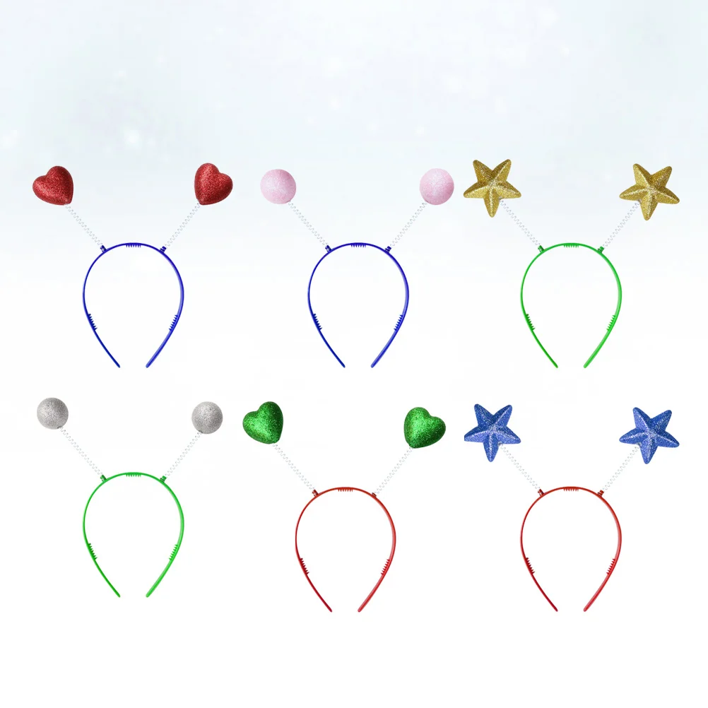 

12 шт. праздничные обручи для волос для девочек, креативные вечерние головные уборы с сердечком, звездный шар, удобные эластичные детские праздники