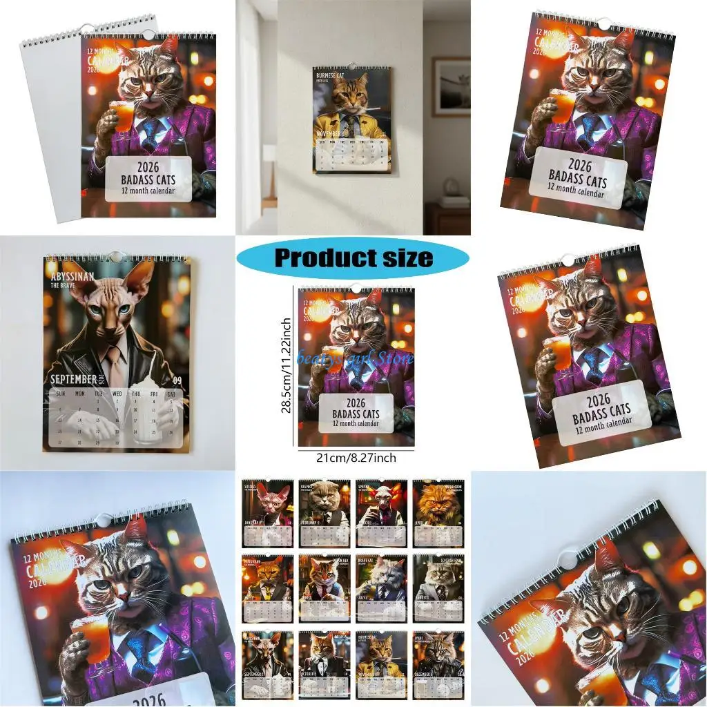 

C7AB Ежемесячный настенный календарь на 2026 год. Настенный художественный календарь премиум-класса на художественной бумаге с и