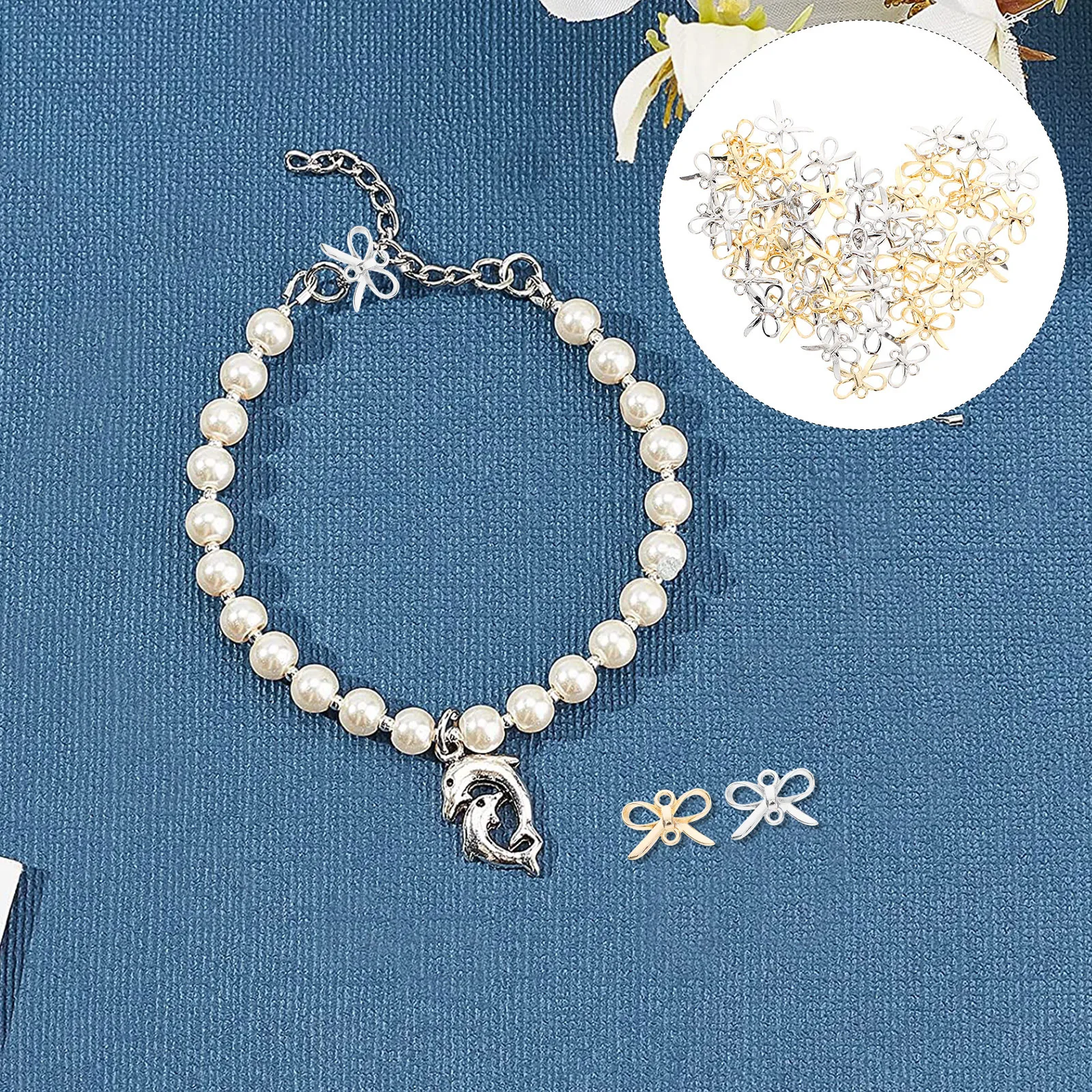 

50 шт., принадлежности для изготовления ювелирных изделий своими руками, подвески в форме банта, изысканные детали, украшения высокого класса, тонкая работа, прочный