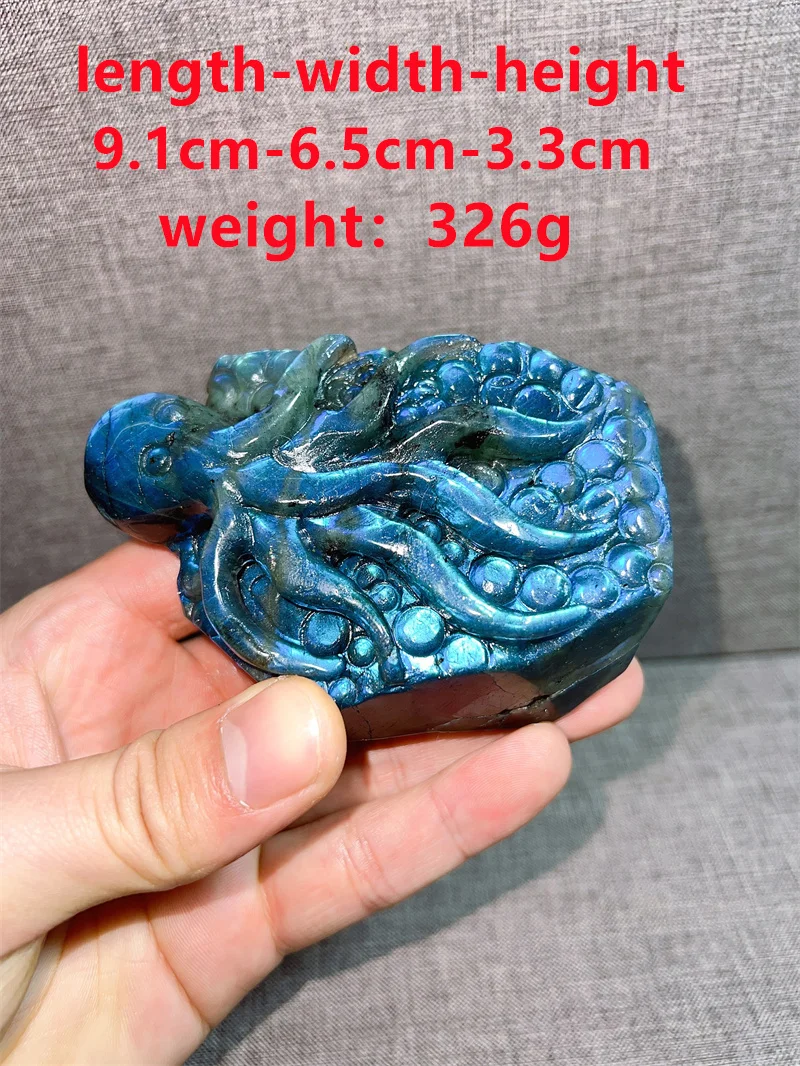 

Natural Labradorite Octopus Free Form Tumble Slab Crystal Mineral Madagascar Healing Palm Workmanship Ornament Carving Chip