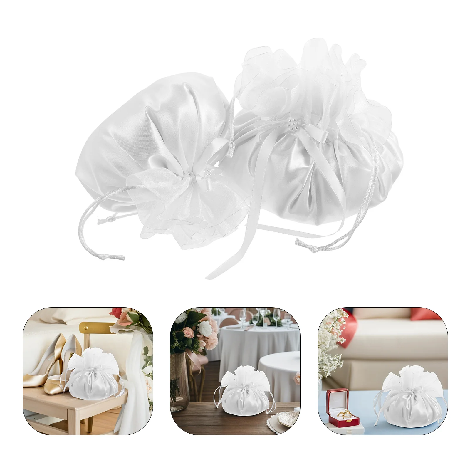 

2Pcs Bridal Clutch Handbags Wedding Elegant Fabric Spacious Comfortable for Formal Party Evening Events Party Bags for Women