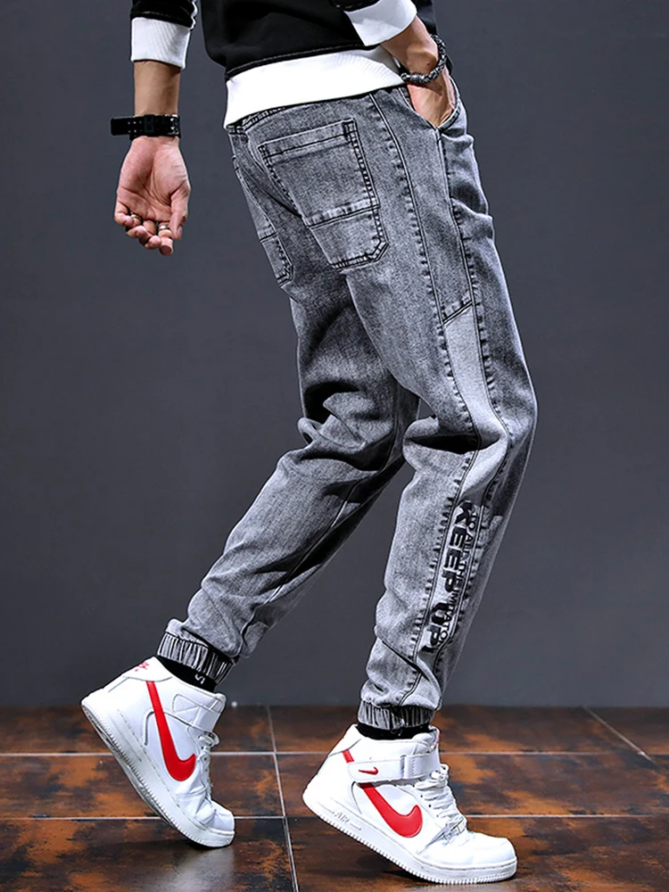 

Spring Autumn Men's Casual Harlan Workwear Jeans Loose Fit Nine Inch Length Trousers Youth Fashion Wear Resistant Regular Thi...
