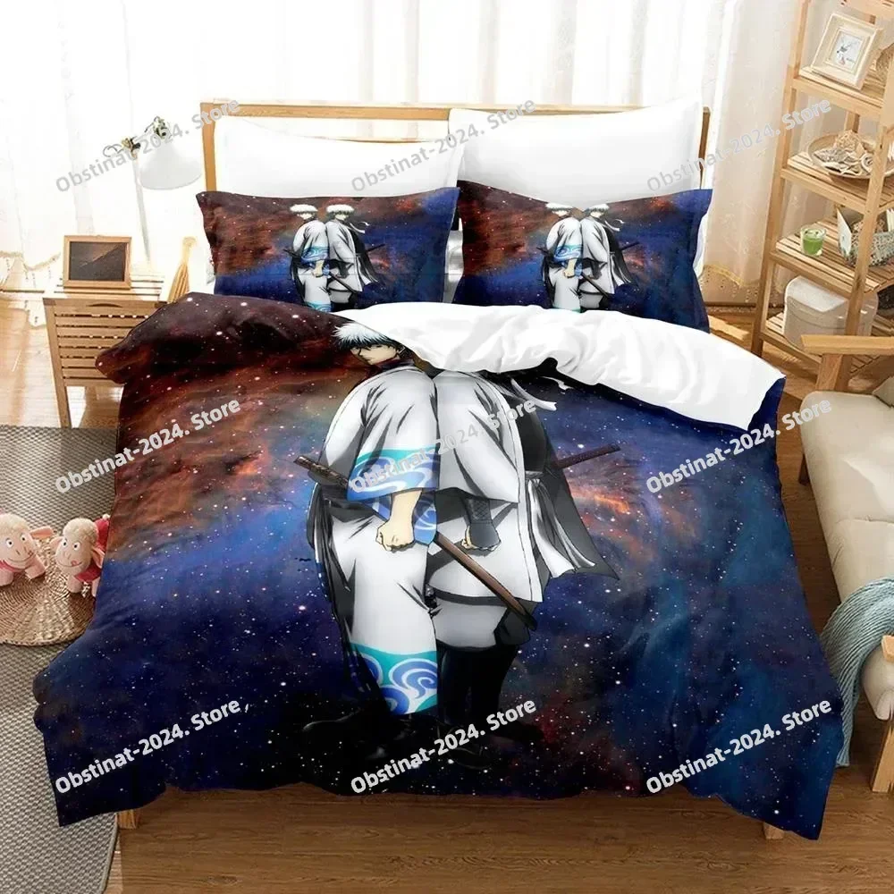 Fashion 3D Anime Gintama Bedding Set Print With Pillowcase Bed Duvet Cover Soft Single Double Queen Super King Size Single Twin