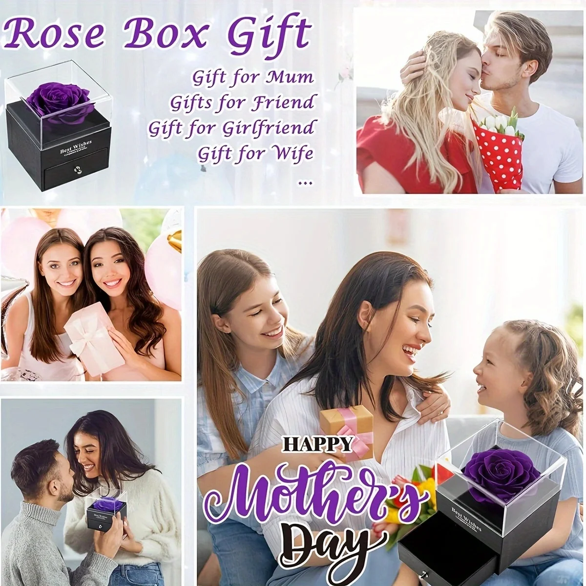 1 Piece of Eternal Love Rose Jewelry Box, Multifunctional Storage Box, Creative Necklace Box, Eternal Flower Rose Gift, Birthday Gift for Mother, Grandmother, Wife, Girlfriend, Packaging Box for Boyfriend, Valentine's Day Gift, Anniversary Gift, New Year Gift.