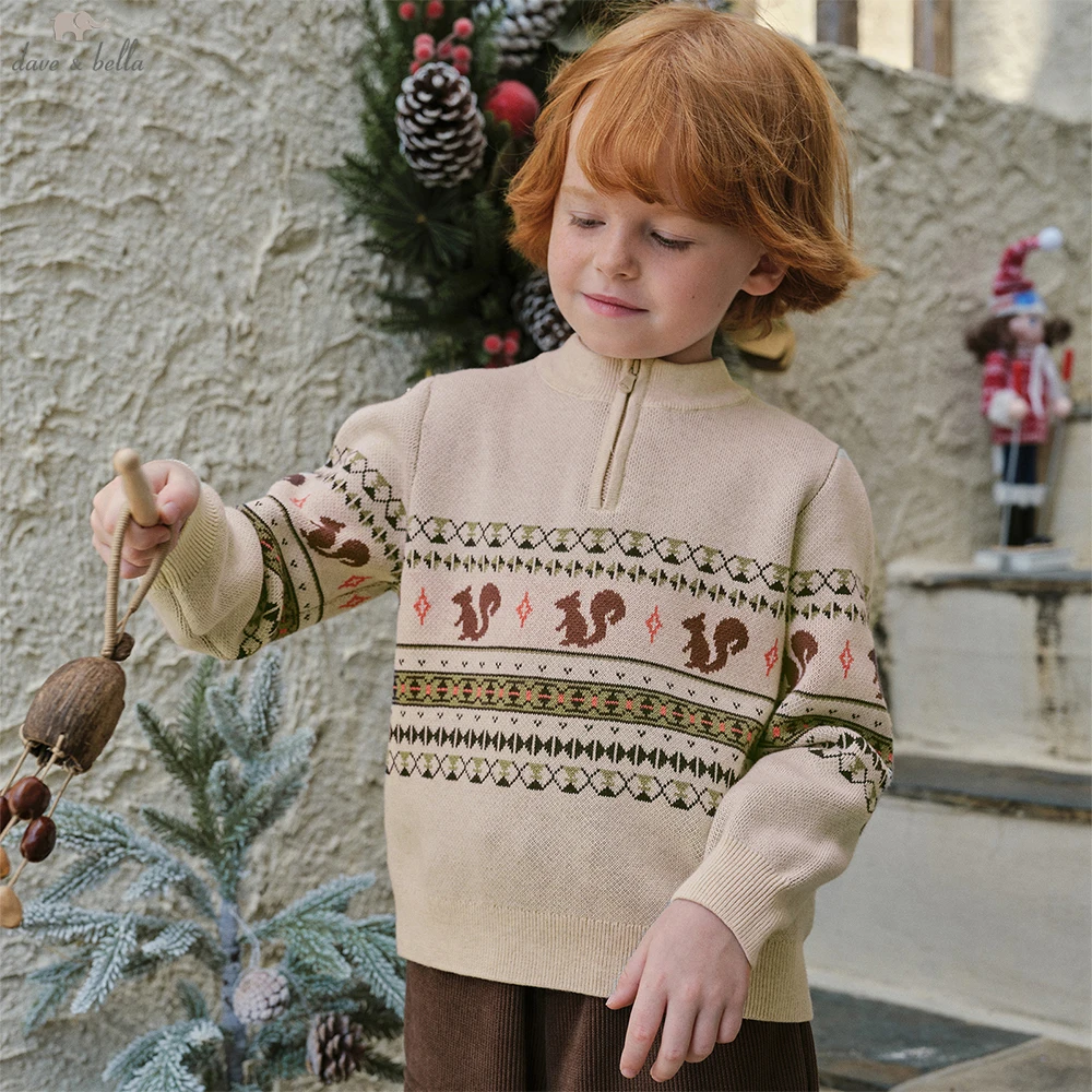 Dave Bella Autumn Winter Warm Pullover Sweater for Chritmas Boys Knitted Sweater Children Outerwear Coat Kids Clothes DK4254671