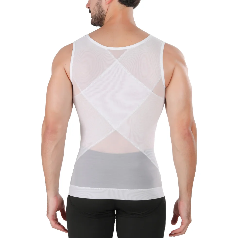 Men\'s Chest compression shirt to hide gynecomastia moobs slim chest slim belly tank top for Summer