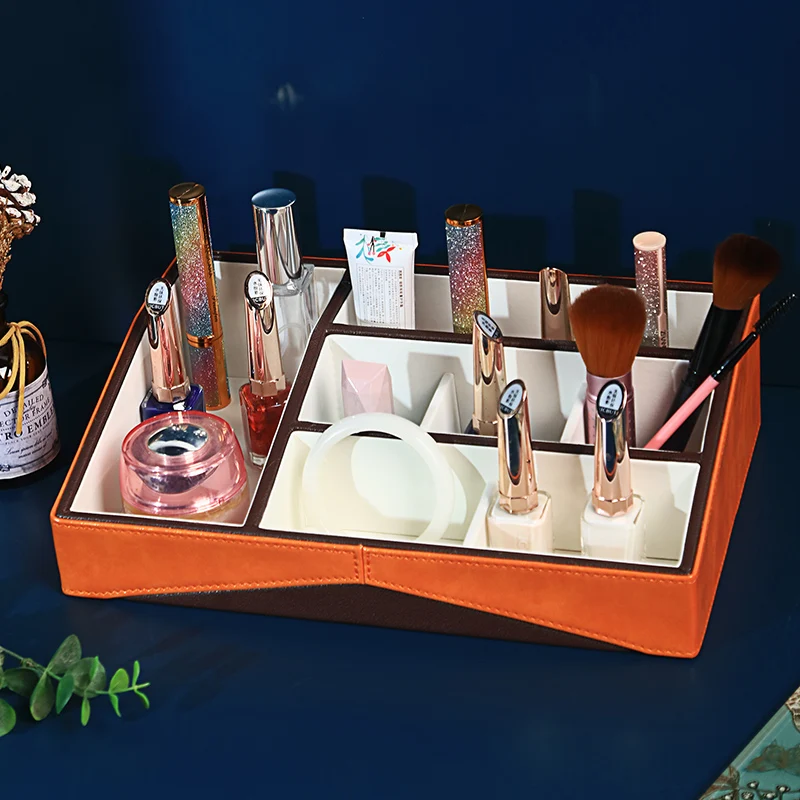 Cosmetic Tray One Layer Jewelry Tray PU Elegant Desk Tray Collection Display Tray