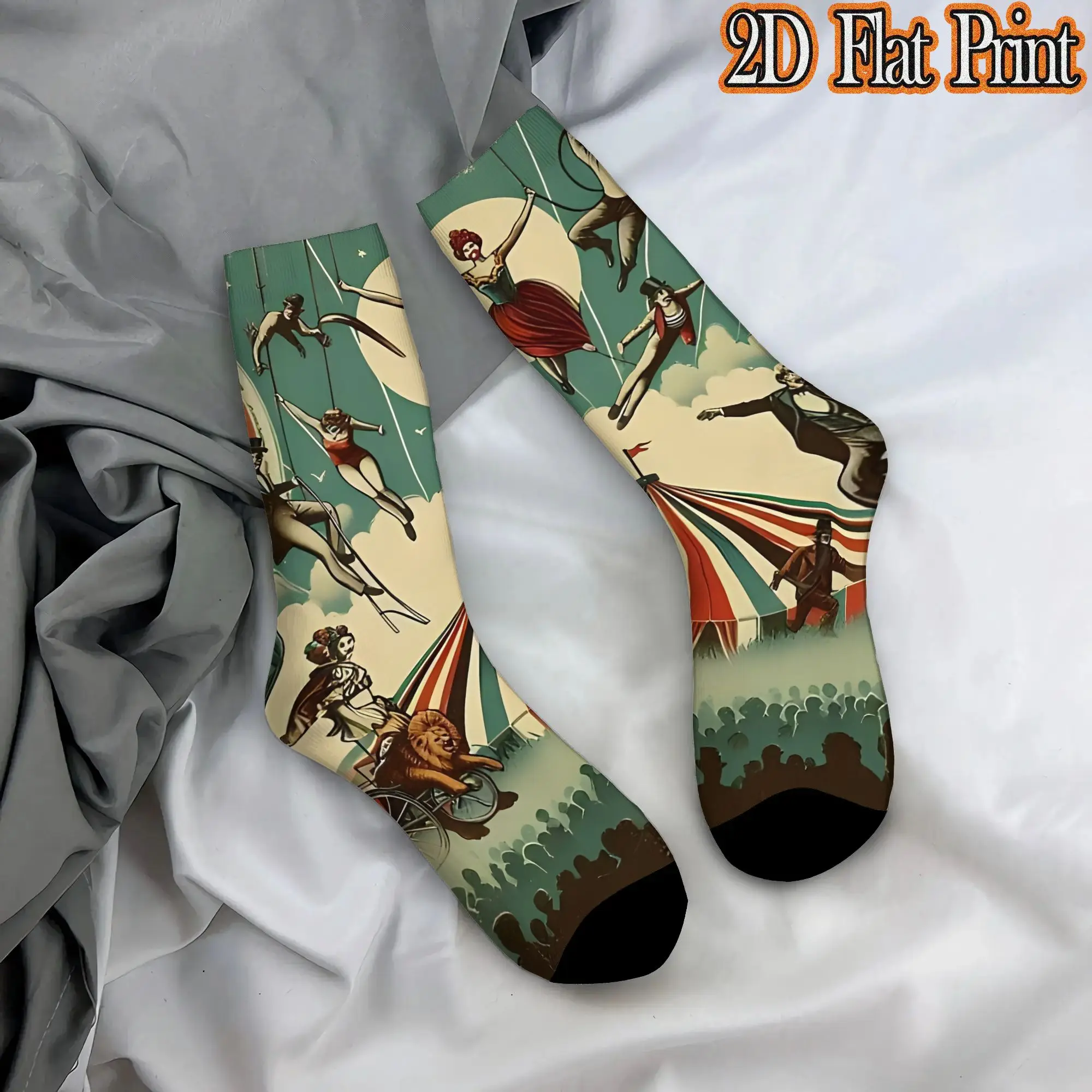 Old Circus Trendy Men's Circus Theme Mid Tube Socks Unisex Suitable Crew Sock Cycling socks