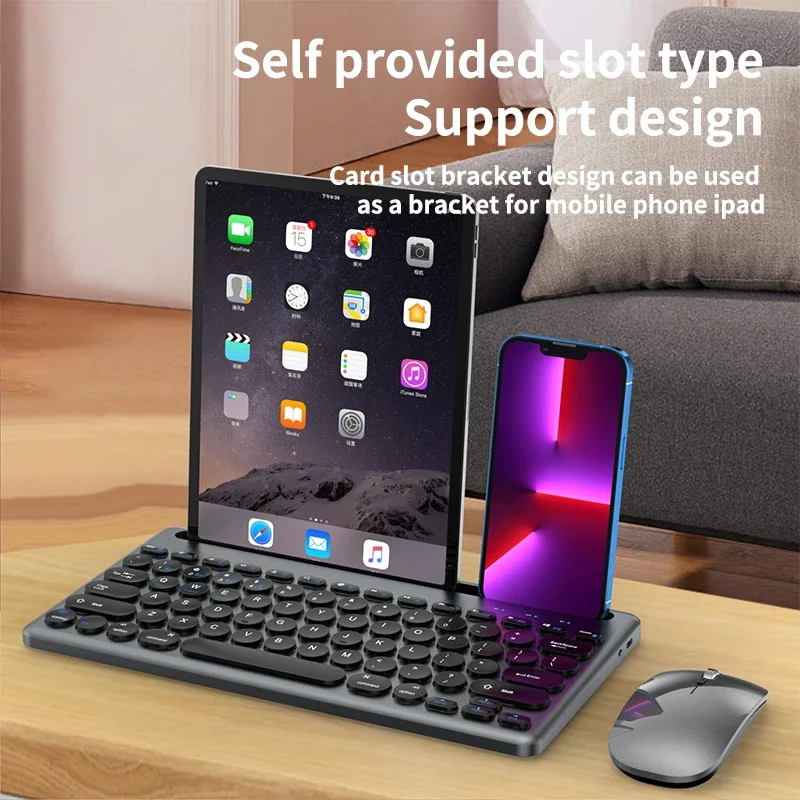 

Wireless Keyboard Mouse Kit Slim Wireless Key Mouse Combo Portable Beautiful Power Saving Silent Button LED Indicator for Home