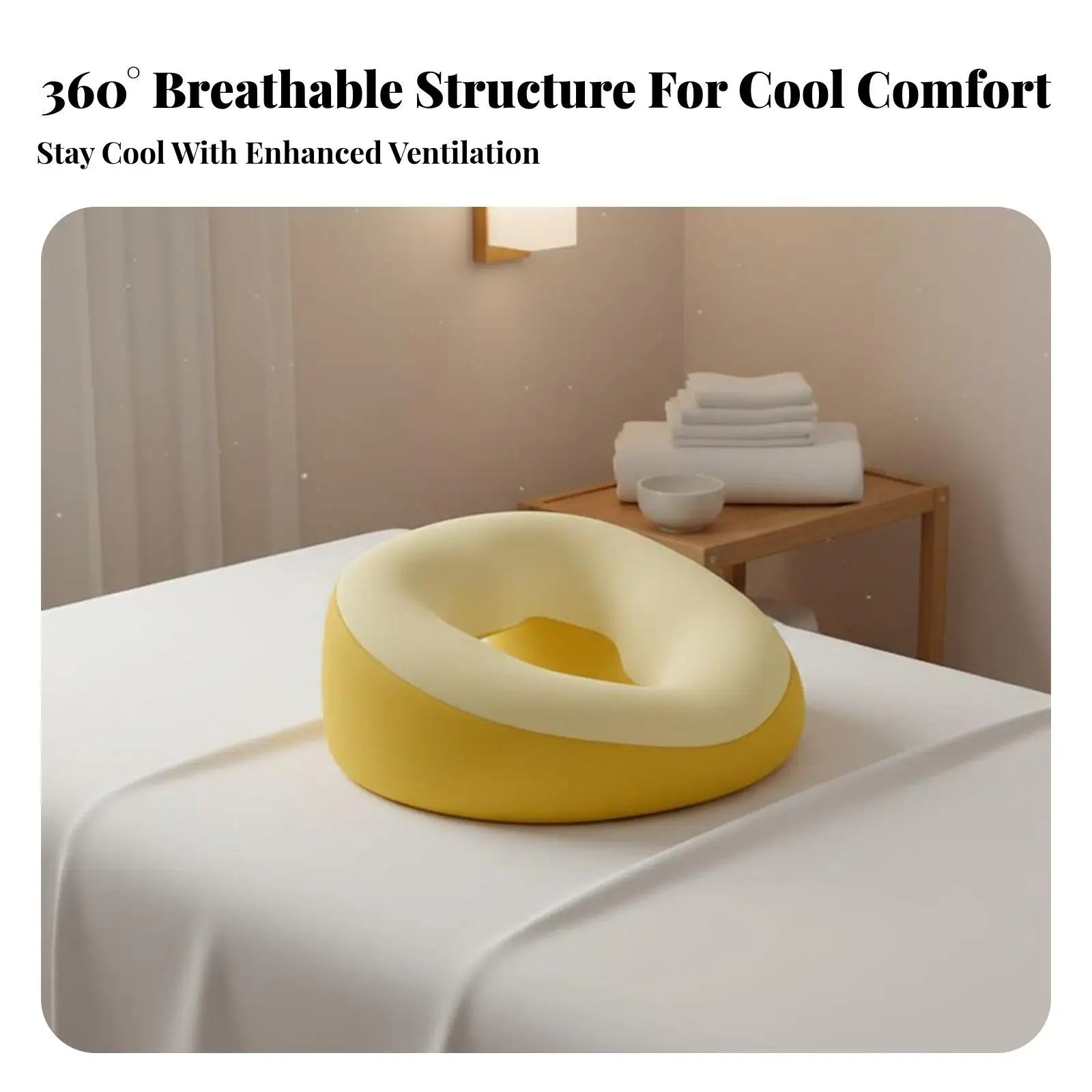 Premium Memory Foam Neck Massage Pillow for Face Down Relaxation with Washable Cover for Beauty Bed and Desk Napping