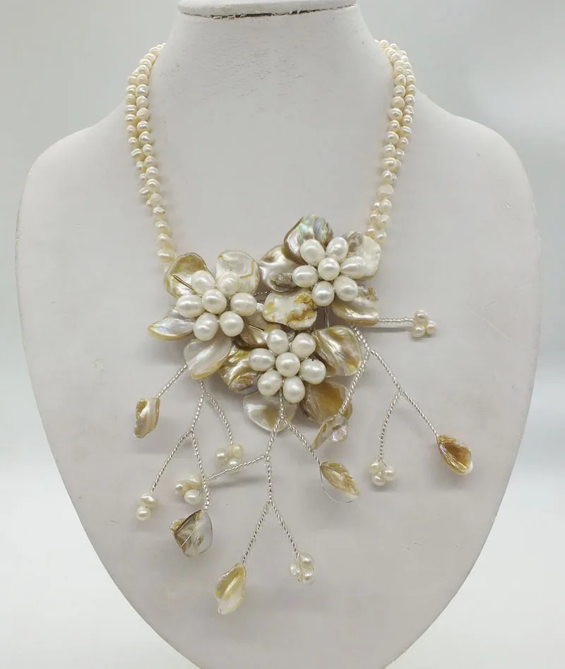 Newest design. fashion necklace. Natural pearl. Shell. Flower necklace 19