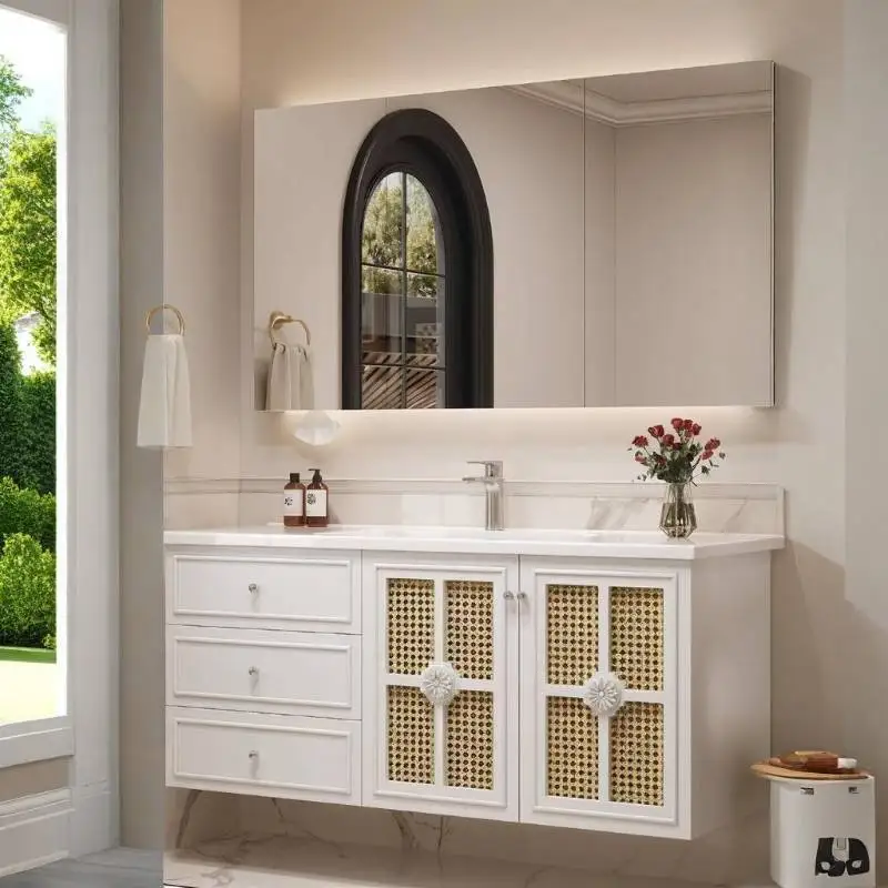 Door Mirror Bathroom Cabinet Hang Wood Rustic White Lavabo Bathroom Cabinet Storage Cupboard Meuble Salle De Bain Furniture
