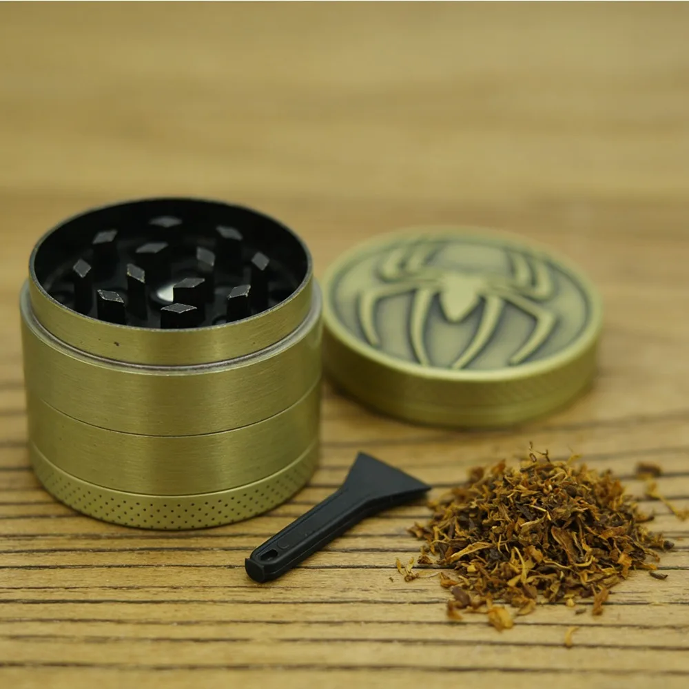 

40mm Bronze Spider Shaped 4-Layer Metal Herb Grinder Manual Spice Vanilla Tobacco Grinder Portable Kitchen Tool Men's Gift Smoki