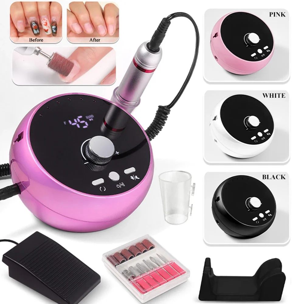 Taladro eléctrico para uñas, máquina de manicura profesional con Motor sin escobillas, juego de lijadora, equipo pulidor para salón de manicura, 45000RPM