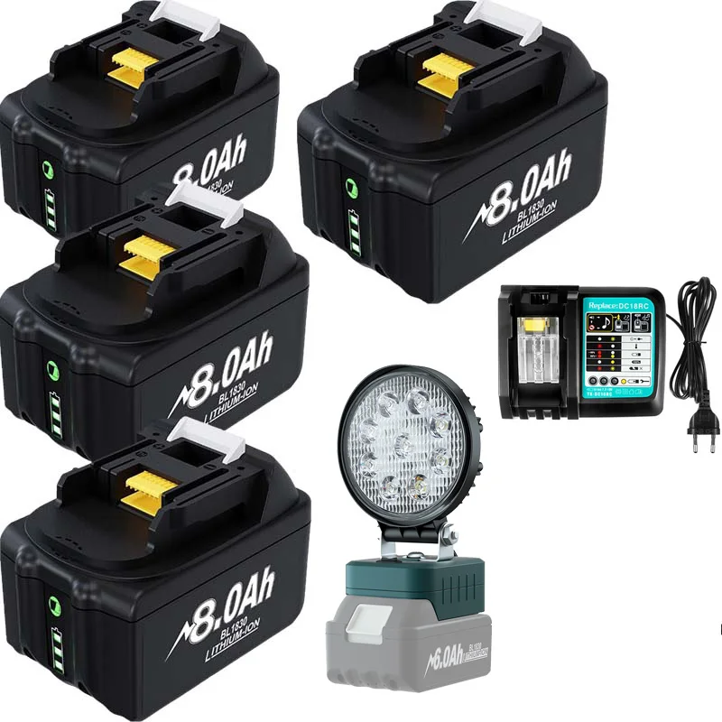 Für Makita BL1830 Batterie 18V 8000mAh Batterie Für BL1830 BL1815 BL1860 BL1850 BL1840B Werkzeug Wiederaufladbare Batterie Mit 6A Ladegerät