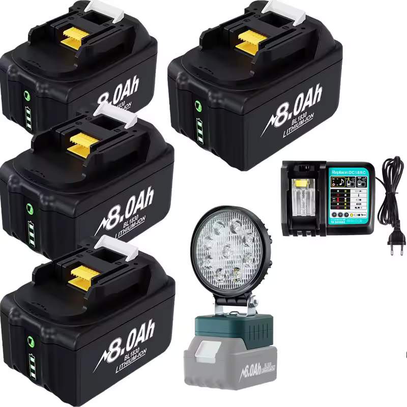 4x akumulator do makita + ładowarka + lampa led z EU za $72.79 / ~271zł