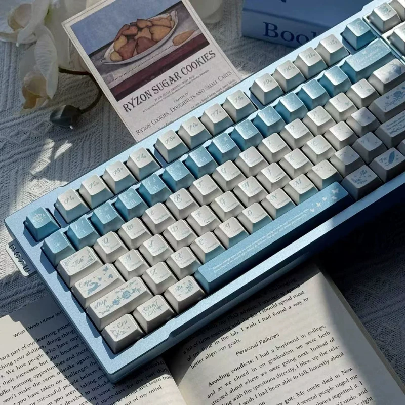 Butterfly Pearl Theme Keycaps Set Pearl Paint Cherry Profile PBT Sublimation Custom Original Handmade Keycaps for Keyboard Gift
