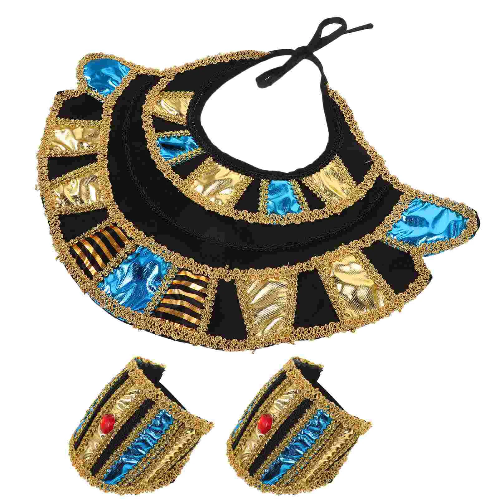 Egyptian Clothing Accessories Bracelets Kit Costume Accessory Belt Collar Cosplay Prop Wrist Bands Fabric Halloween Adults