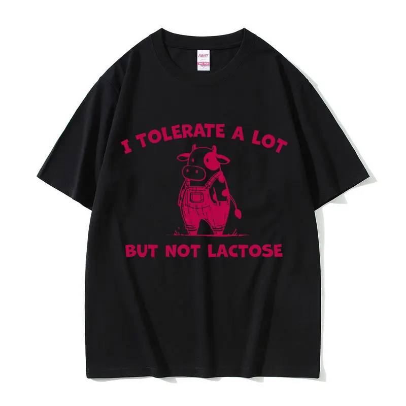 I Can Put up with a Lot of Things, but I Can'T Stand Lactose. T-Shirt with Cute and Funny Cow Emoji Design. Men's Casual Humorous Loose-Fitting T-Shirt. Men's T-Shirt