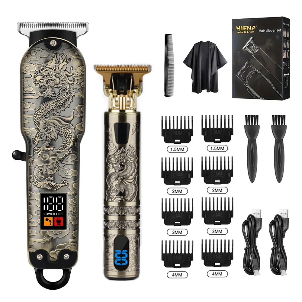 

2pcs/Set Professional Hair Clippers Set, Cordless Portable Electric Shaver Trimmer With LED Display Hair Cutting Machine For men
