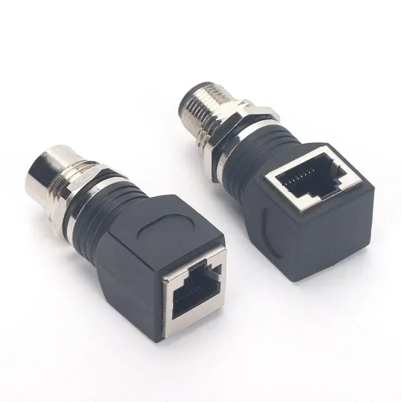 M12 to RJ45 Female Plug D-type 4Pin Adapter Waterproof IP67 Ethernet M12 D-code Male/Female to RJ45 Sensor Connector Industrial