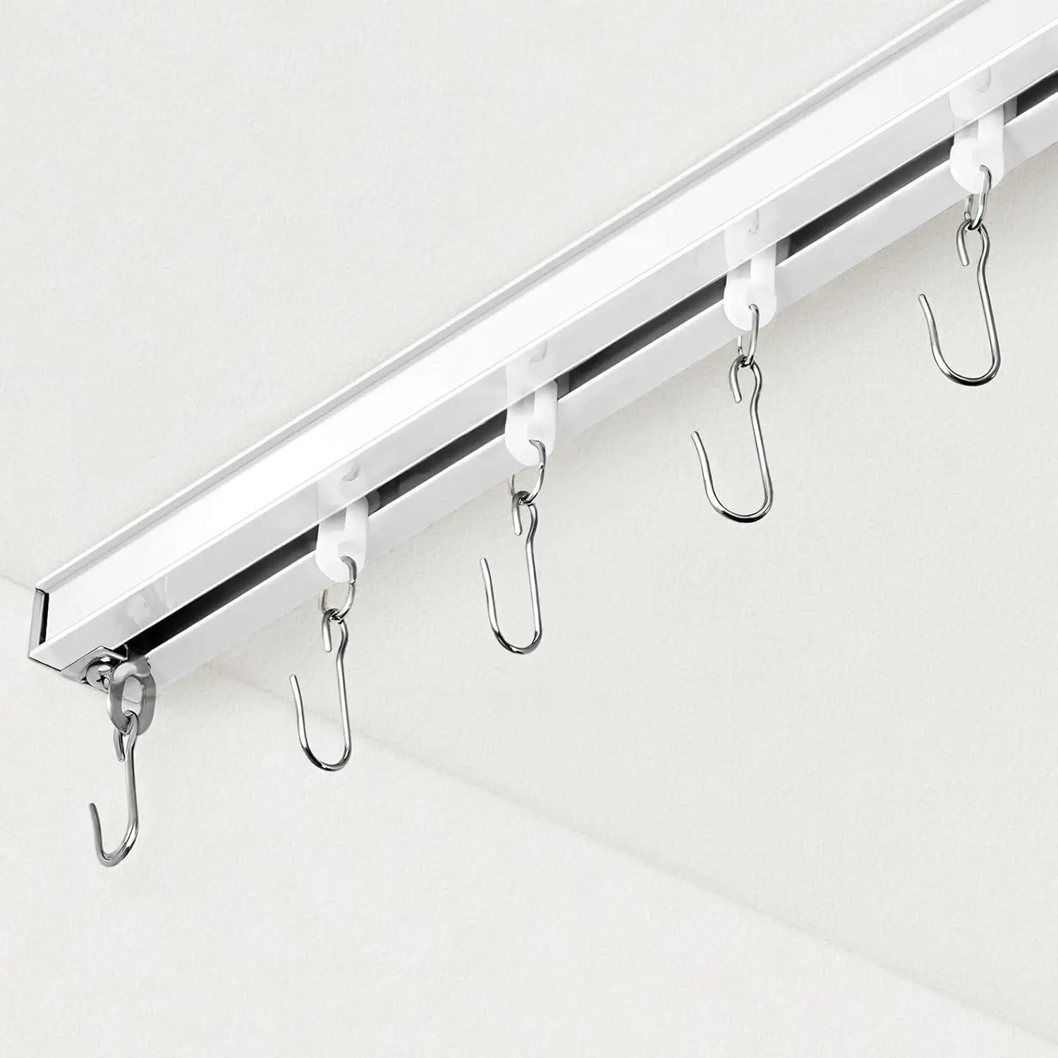 

Ceiling Curtain Track for Room Dividers, White, 9-12ft with Roller Hooks and Easy Installation
