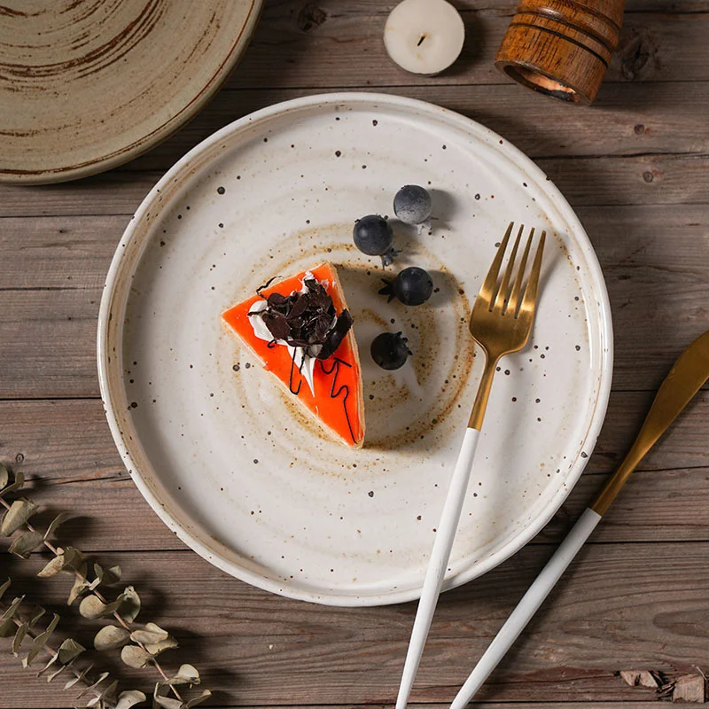 Japanese Ceramic Dinner Plates Steak Food Tray Tableware Thickened Straight Edge Flat Plate Salad Pasta Dish Kitchen Dinnerware