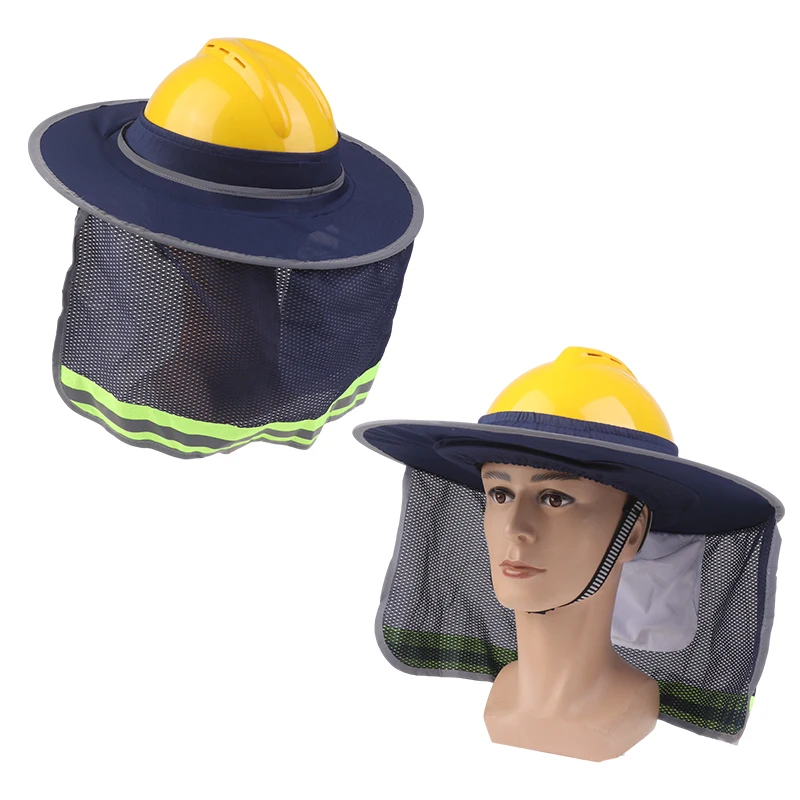 Casco de malla con protección para el cuello, sombrilla reflectante de alta visibilidad para trabajadores de la construcción al aire libre