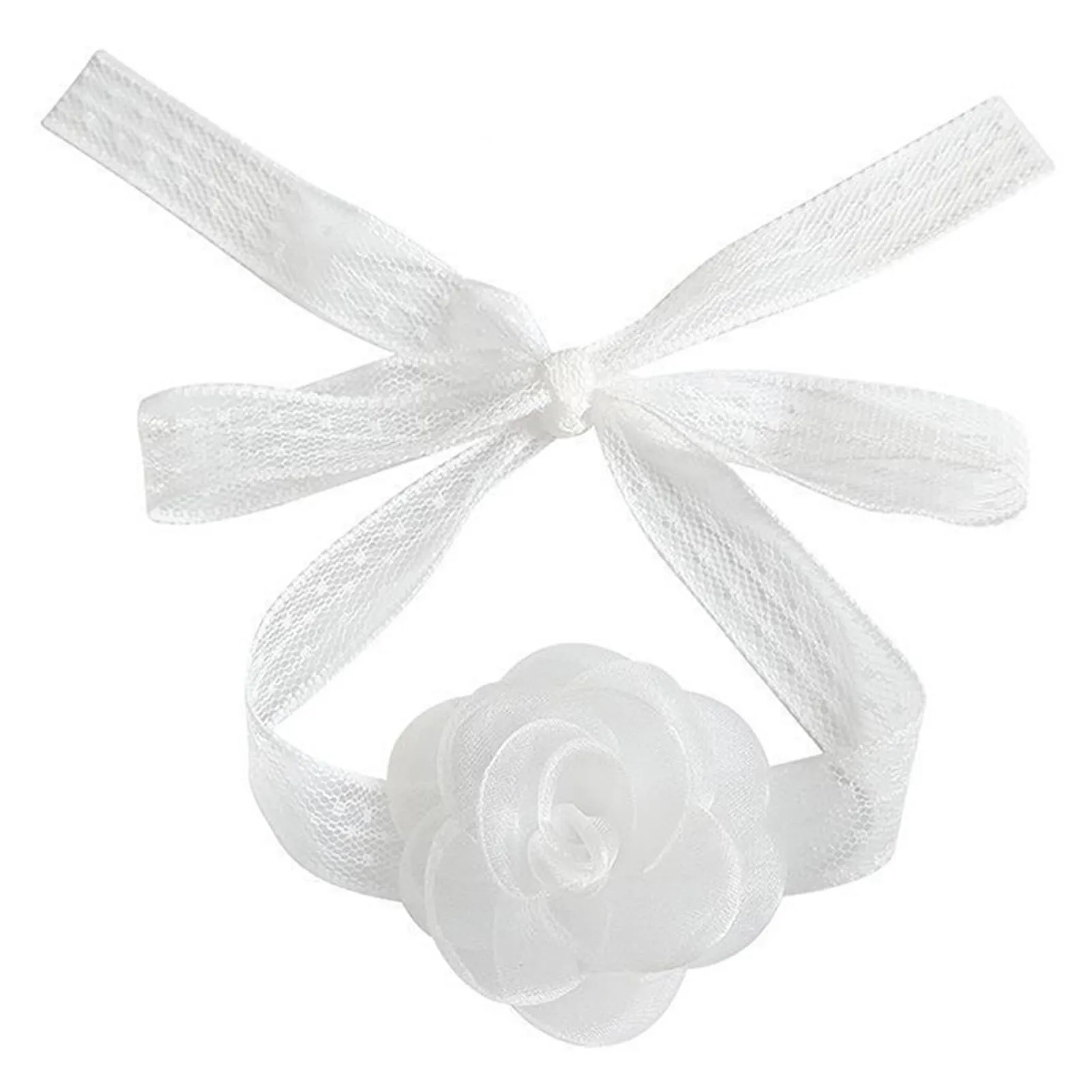 Lace Ribbon Tie Headband With Rose Decor, Adjustable Lace Up Hair Wreath For Wedding Bridesmaid Date Shopping Women view 6