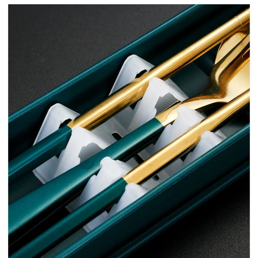 Set di posate in acciaio inossidabile 304 con custodia in stile coreano Set di stoviglie portatili servizi di stoviglie da cucina per la scuola di casa